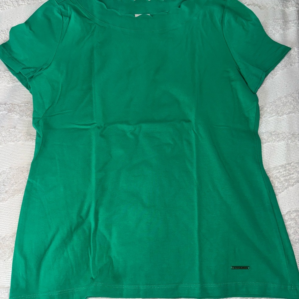 Anne Klein Green Fitted Short Sleeve T-Shirt